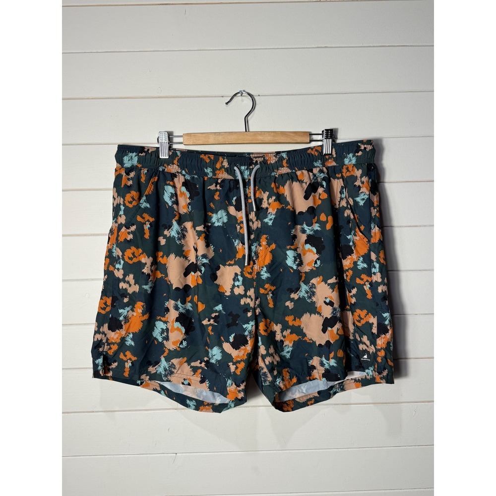 SurfCuz Mens XXXL Swim Trunks Abstract Camo Orange Blue Beach Shorts